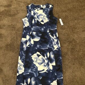 Shelby & Palmer Navy and White Floral Midi Dress